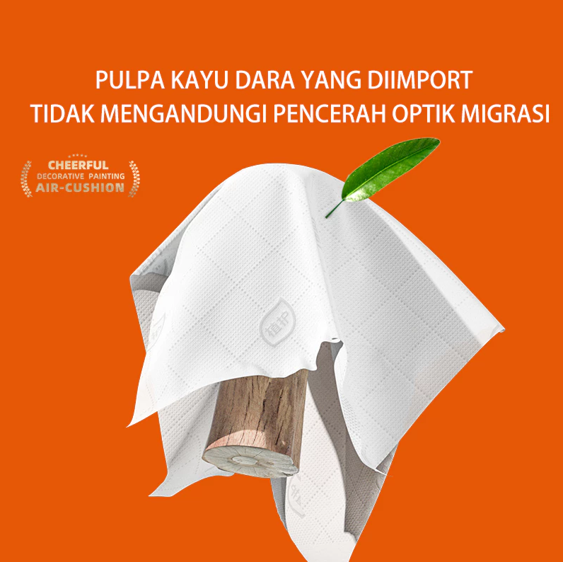[4PCS]Botare AIR-cushion Cheerful Tissue 4-Ply 1280 sheets 175*175mm Deluxe Comfort Tissue