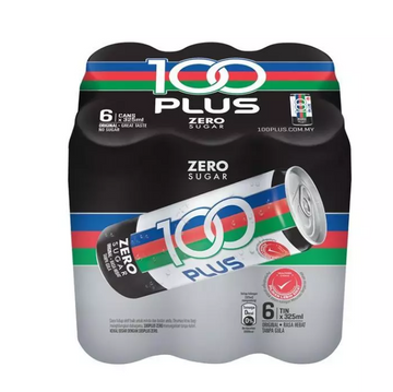 100PLUS Original Zero Sugar Carbonated Isotonic Electrolyte Drink 6x325ml