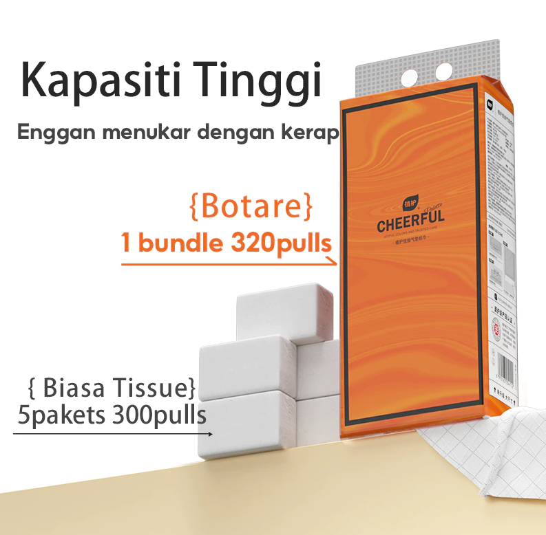 [4PCS]Botare AIR-cushion Cheerful Tissue 4-Ply 1280 sheets 175*175mm Deluxe Comfort Tissue